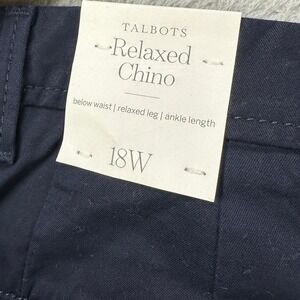 Talbots Pants Khaki Womens 18W Plus Navy Blue Relaxed Chino Stretch Straight NEW